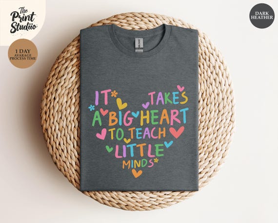 Big Heart Teacher Shirt, Minimalist Colorful Heart Design, Cute Happy Tee, Teacher Life Gift, Kindness Shirt, End of School Gift