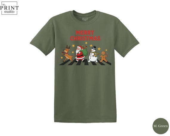 Merry Christmas T-Shirt, Funny Santa Claus and Reindeer Holiday Graphic Tee