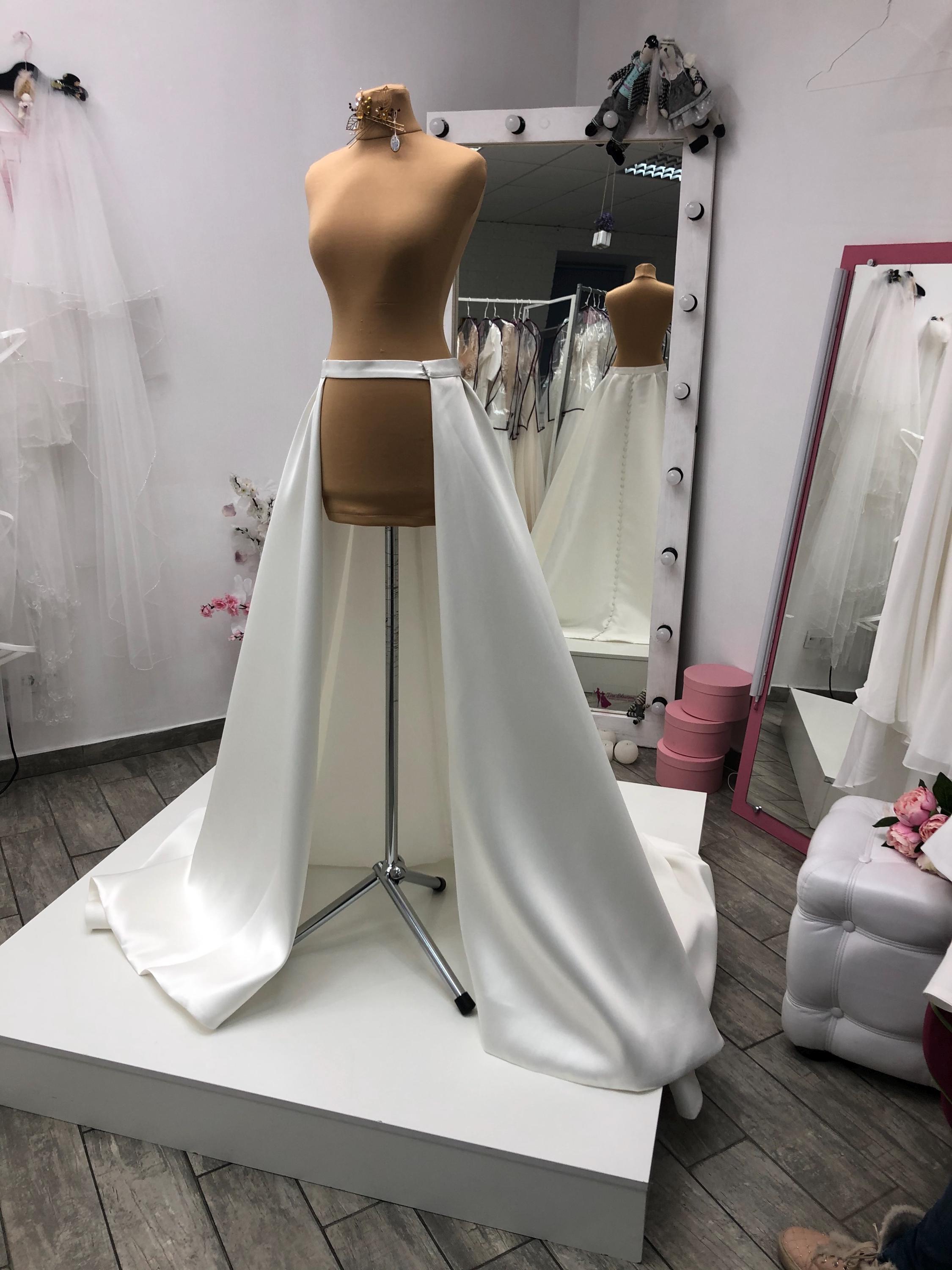 Свадебная съемная юбка, Атласный свадебный шлейф