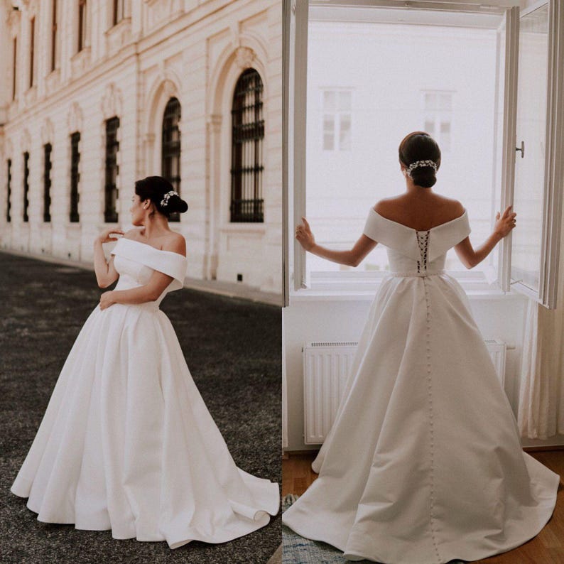 A-Line V-Neck Sleeveless Satin Side Slit Beach Wedding Dress, Belt