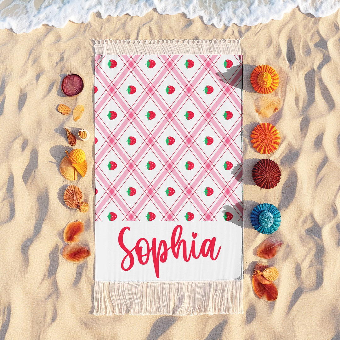 Strawberry Beach Towels, Personalized Beach Towels, Pool Towel, Beach