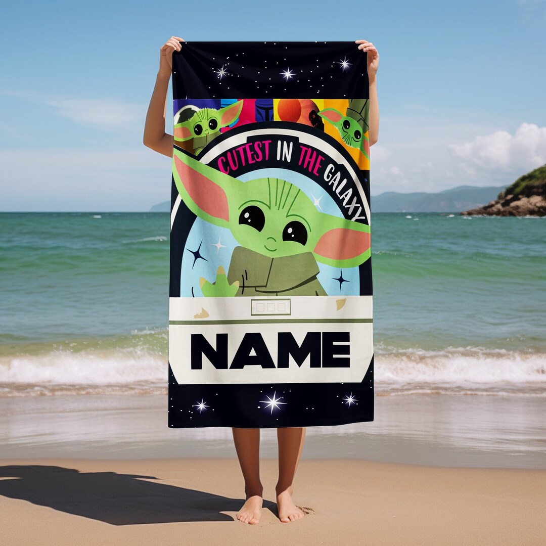 Star Wars Beach Towels, Personalized Star Wars With Baby Yoda Beach
