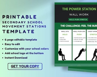 Editable Movement Break Digital Printouts for Middle & High School Students