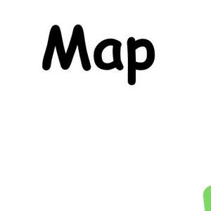 Peut inclure: Une carte avec un chemin sinueux montrant diff&eacute;rentes fa&ccedil;ons de se d&eacute;placer, notamment se tenir debout, ramper, sauter en &eacute;toile et jouer &agrave; la marelle. Le mot "Carte" est &eacute;crit en grandes lettres noires en haut de l'image.