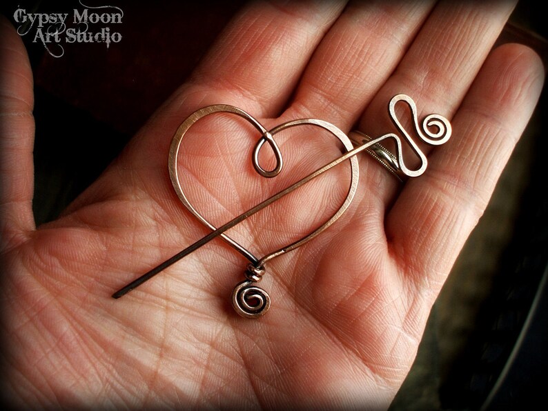 Copper Heart Brooch. Copper Wire Heart Shawl Pin for Etsy