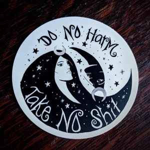 Do No Harm, Take No Sht Witchy Bumper Sticker. Wiccan Rede Sticker Car Decal image 1
