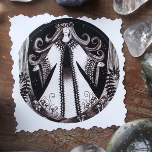 Forest Goddess Original Art Sticker. Laptop Stickers