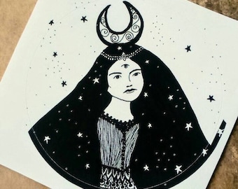 Goddess Sticker. Moon Goddess Laptop Stickers.