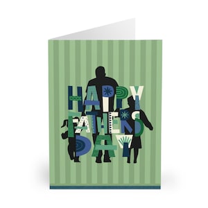 Carte de fête des pères imprimable - rayures abstraites vertes et bleues - pour papa, grand-père, beau-père - téléchargement immédiat