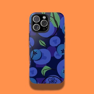 Blueberry Pattern Phone Case: Eco-Friendly Fruit Design for iPhone, Pixel, Samsung