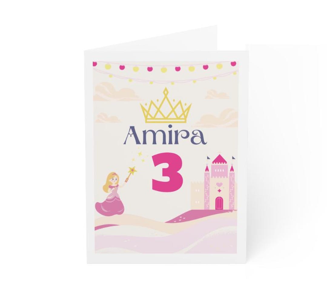 Printable Princess Birthday Card - Custom Name Design for a Perfect ...