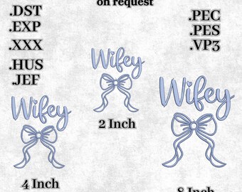 Wifey with blue bow something blue wedding Machine Embroidery stitch file