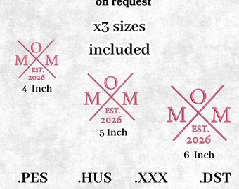 MOM Embroidery Design: Personalized Mother's Day Stitch File (Digital Download)