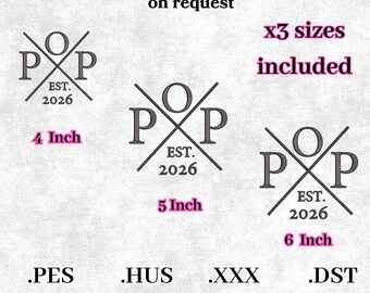 Custom Pop cross Embroidery design Personalized EST.year Embroidery file for new dad Gift