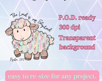 Easter Sheep PNG: Lord is my Shepherd, Transparent Background (Digital Download)