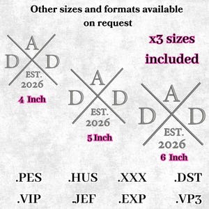 DAD Stickdatei: Personalisierter Vatertag Stickdatei (Digitaler Download)