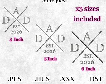 DAD Embroidery Design: Personalized Father's Day Stitch File (Digital Download)