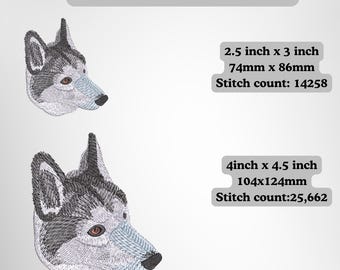 Husky Dog Head Embroidery Design: Puppy Pet Stitch File
