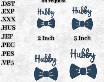 Hubby Bow Tie Embroidery Design for Wedding (Digital Download)