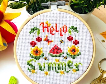 HELLO SUMMER Cross Stitch Pattern PDF by SunflowerCrossStitch - CrossStitchingForFun