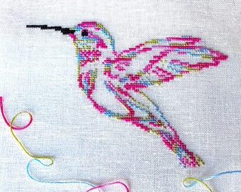 VARIEGATED HUMMINGBIRD Cross Stitch Pattern PDF by SunflowerCrossStitch - CrossStitchingForFun