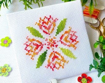 Variegated LACY TULIP MANDALA cross stitch pattern Pdf by CrossStitchingForFun - SunflowerCrossStitch