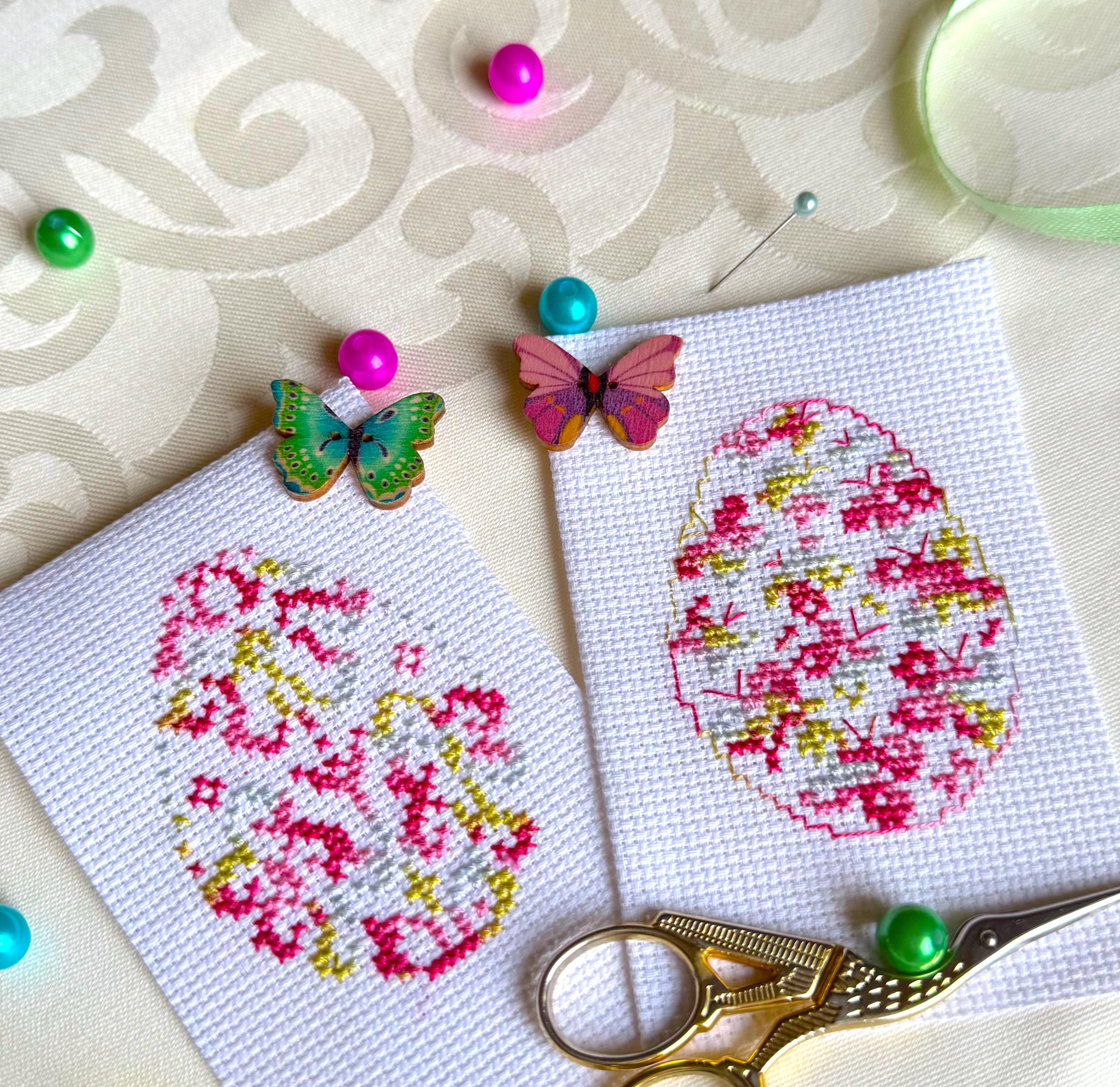 Variegated FLOWER and BUTTERFLIES Easter Eggs DUO Cross Stitch Pattern ...