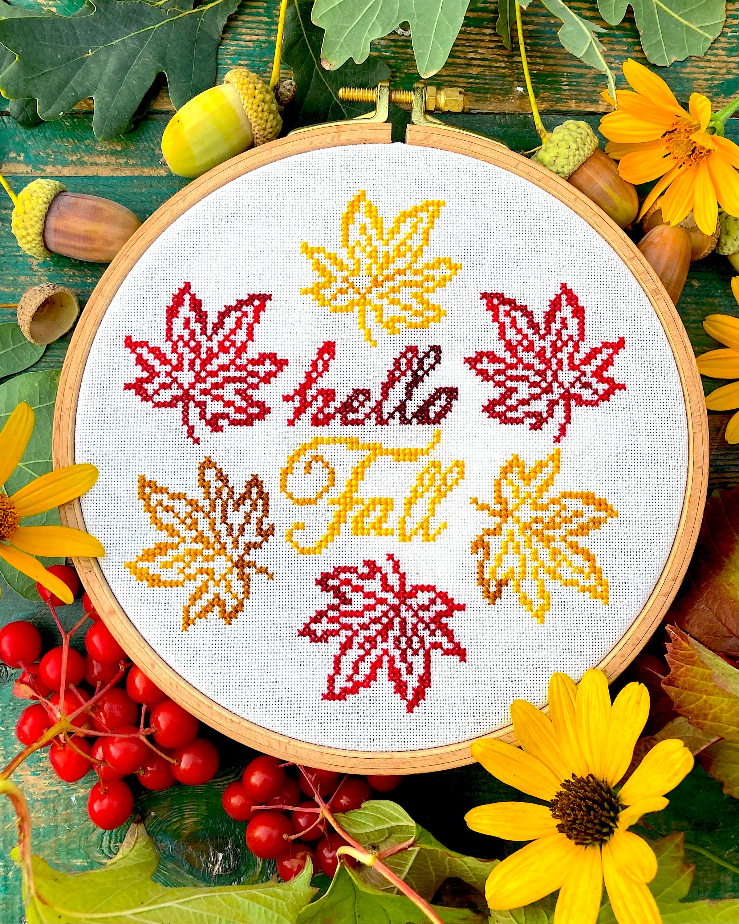 HELLO FALL Variegated Cross Stitch Pattern PDF by Sunflowercrossstitch ...