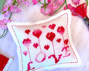 Patrón de punto de cruz AMOR y CORAZONES en PDF de SunflowerCrossStitch - CrossStitchingForFun