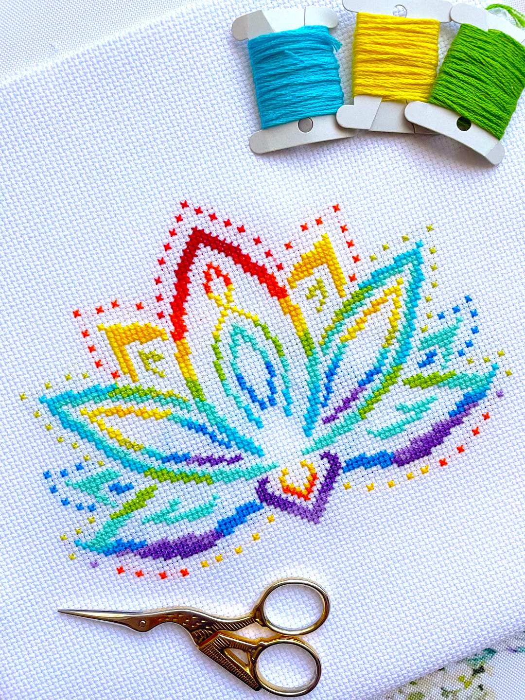 SPARKLING LOTUS Cross Stitch Pattern PDF by
