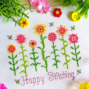 KNOOPBLOEMEN Kruissteekpatroon pdf door CrossStitchingForFun - SunflowerCrossStitch