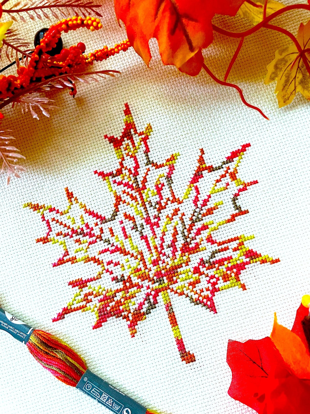 VARIEGATED MAPLE LEAF Cross Stitch Pattern Pdf by Crossstitchingforfun ...