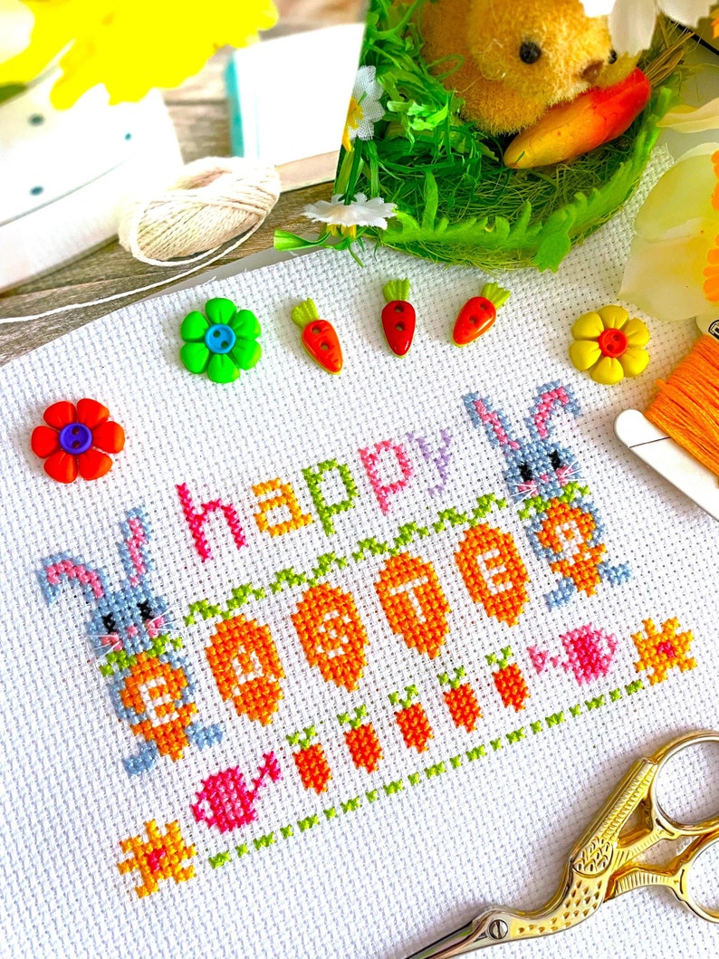 HAPPY EASTER BUNNIES Cross Stitch Pattern Pdf by Sunflowercrossstitch ...
