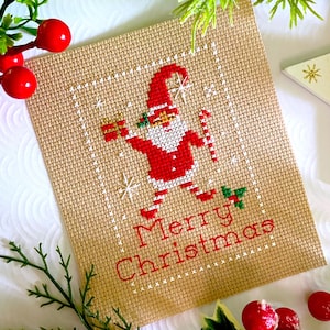 Joyeux Noël et Père Noël, modèle de point de croix Tournesol, point de croix - CrossStitchingForFun