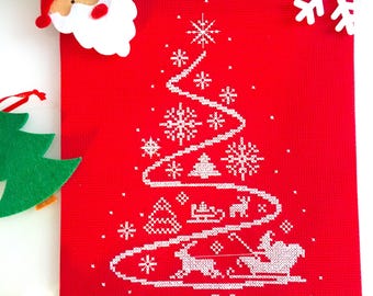 CHRISTMAS TREE with SANTA Cross Stitch Pattern Pdf by SunflowerCrossStitch - CrossStitchingForFun