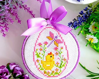 Chicken and Dragonfly EASTER EGG Cross Stitch Pattern PDF by SunflowerCrossStitch - CrossStitchingForFun
