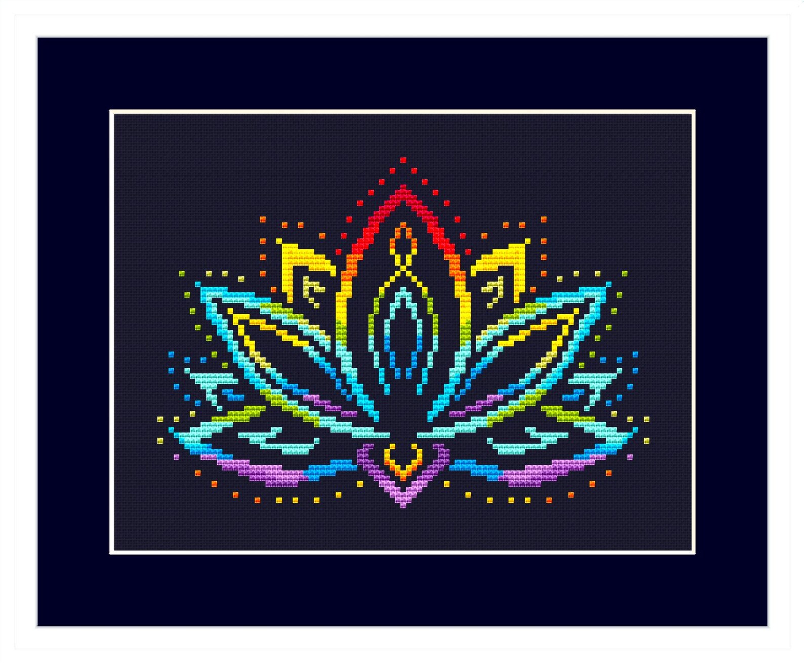AMBATTERY Broderie Point de Croix Kit Complet, Peinture à l'aquarelle Lotus ,F,40 * 50cm Canevas Point de Croix kit Complet Pour Adultes Débutant,Broderie Point de Croix Imprimé Pour Décoration