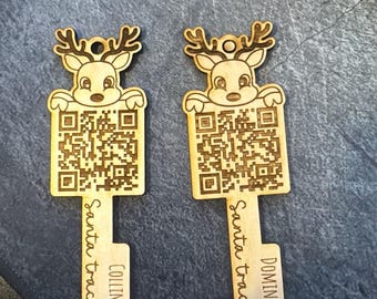 Adorno de llavero con rastreador de Papá Noel, código QR de reno, Nochebuena