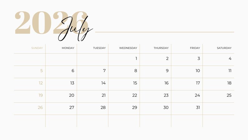 2026 Calendar, 12 Months, Printable Calendar, Svg, Pdf, Files - Etsy