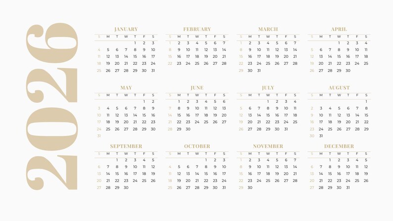 2026 Calendar, 12 Months, Printable Calendar, Svg, Pdf, Files - Etsy