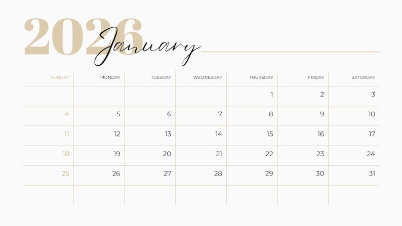 2026 Calendar, 12 Months, Printable Calendar, Svg, Pdf, Files - Etsy