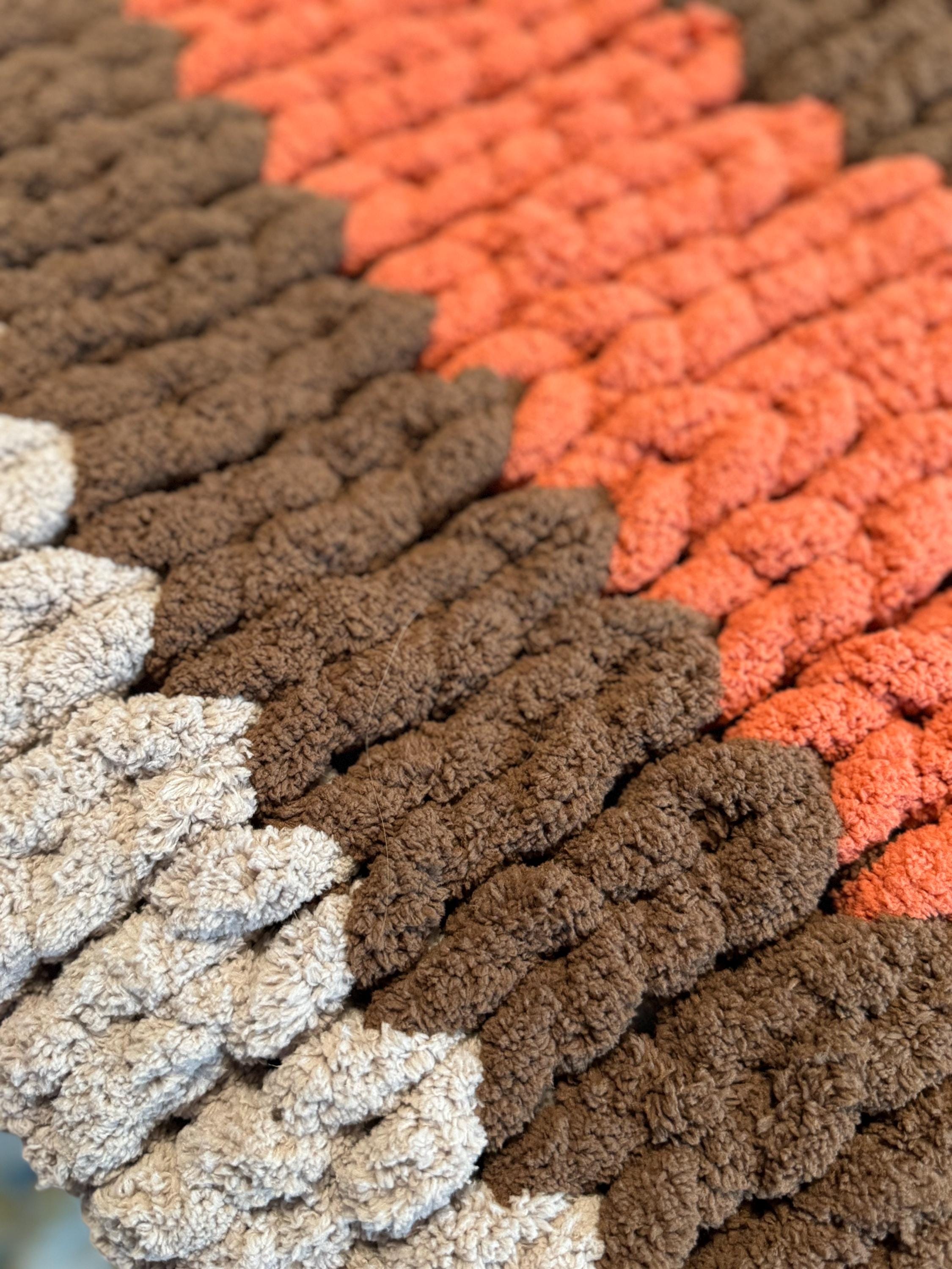 Fall hand knit chunky blanket, throw blanket, fall multicolor
