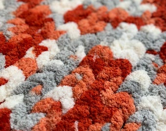 Multi-color Hand Knit chunky blanket, chunky throw, cozy, winter, fall