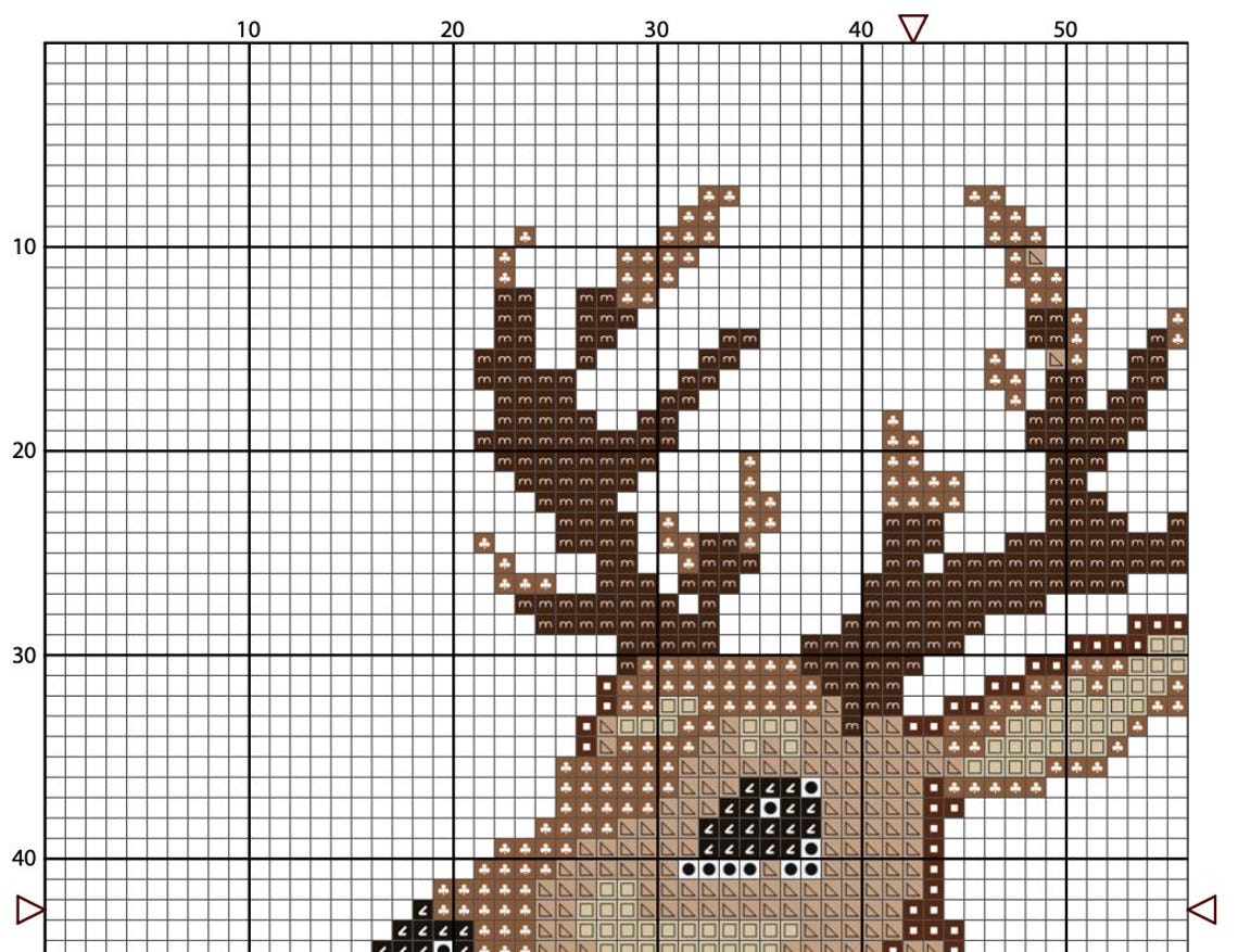 Christmas Deer Cross Stitch PDF Pattern, Small and Easy Reindeer - Etsy