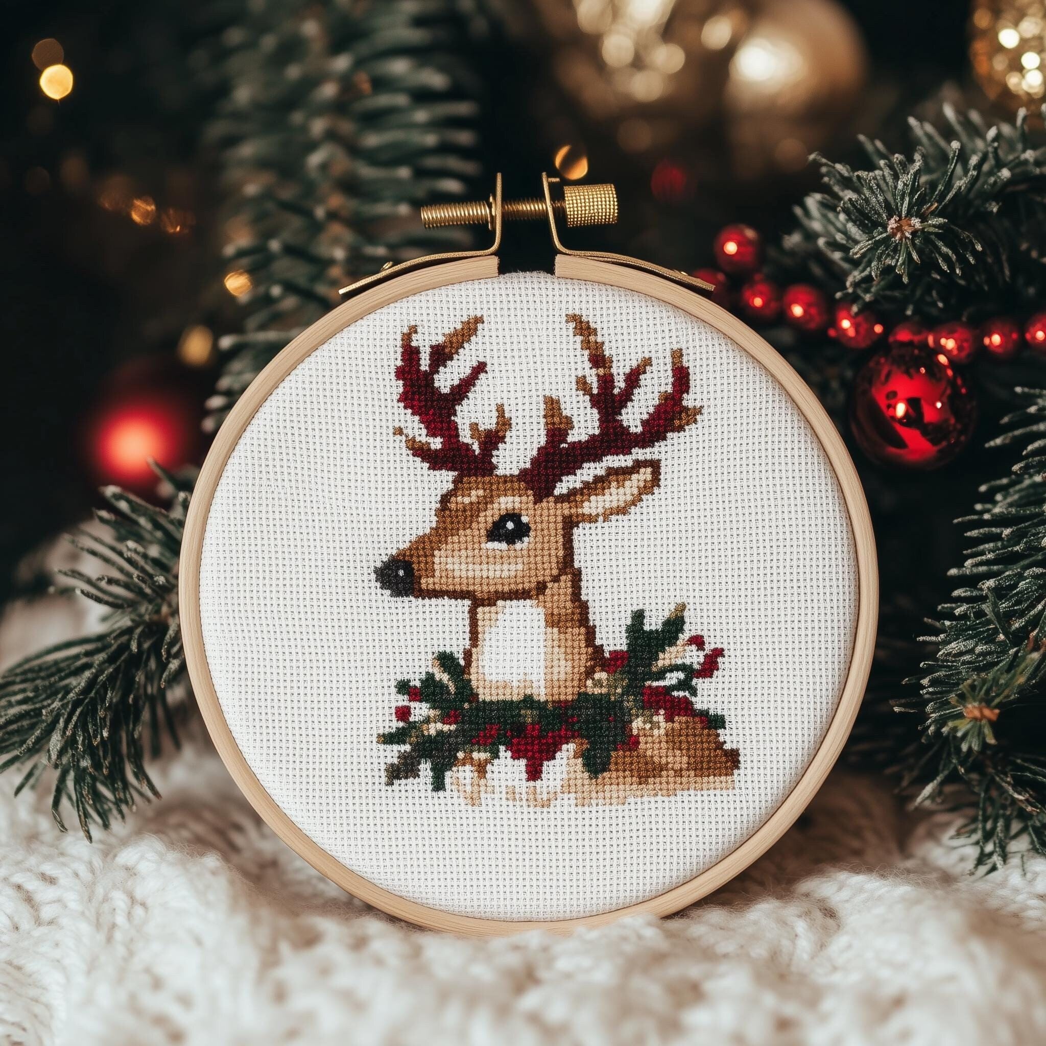 Christmas Deer Cross Stitch PDF Pattern, Small and Easy Reindeer - Etsy