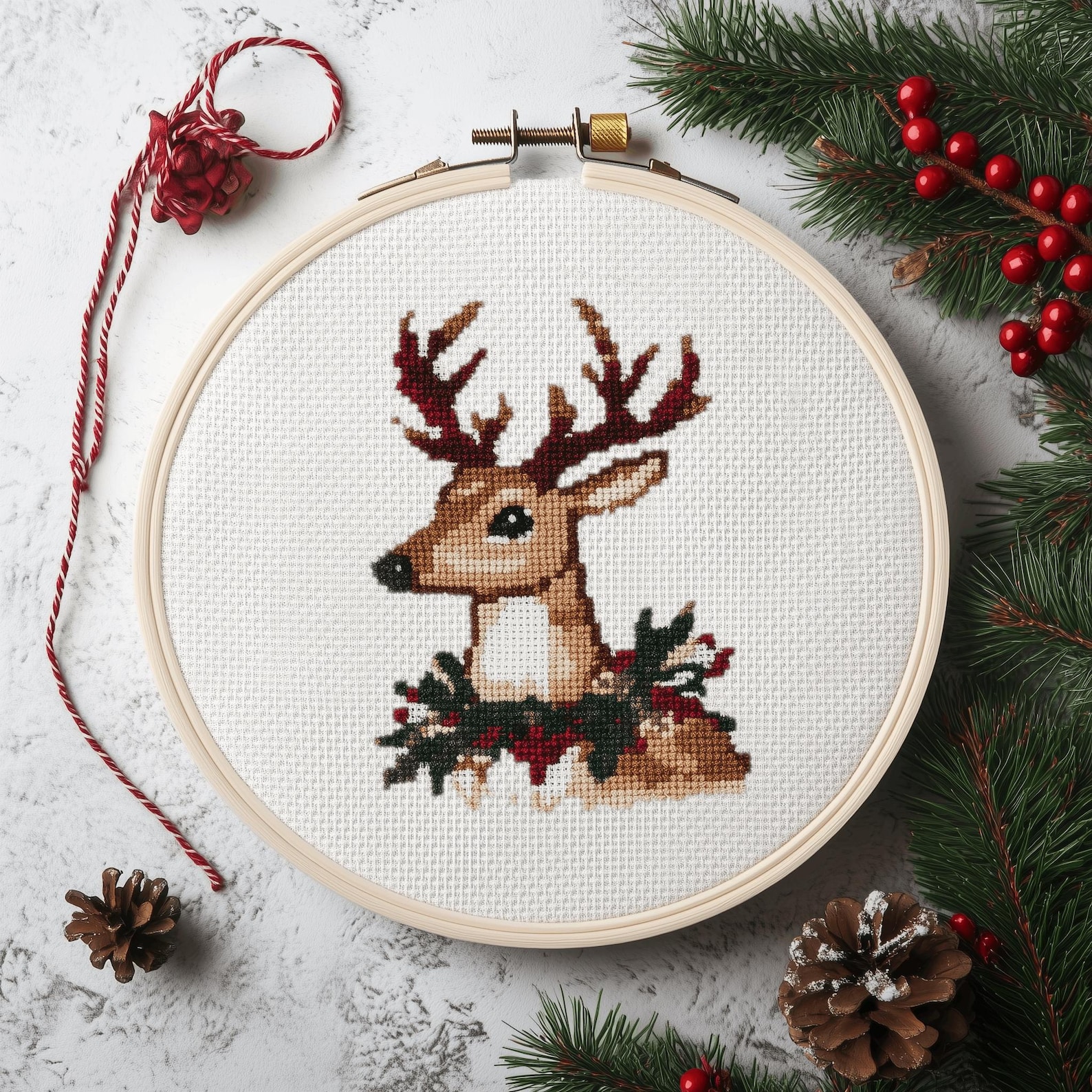Christmas Deer Cross Stitch PDF Pattern, Small and Easy Reindeer - Etsy