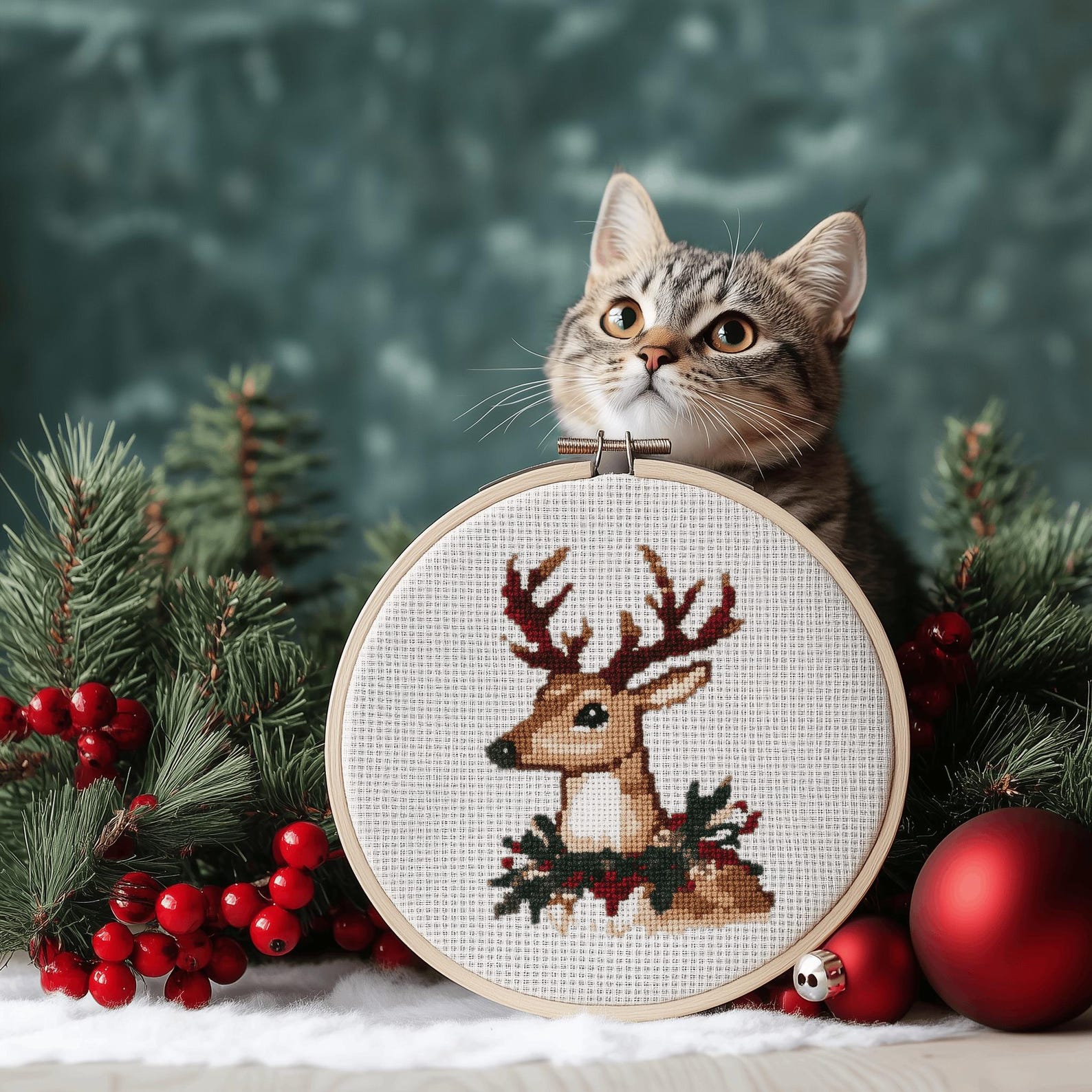 Christmas Deer Cross Stitch PDF Pattern, Small and Easy Reindeer - Etsy