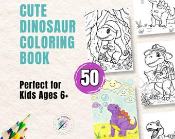 Målarbok för dinosaurier för barn från 6 år - Utskrivbara aktivitetssidor (A4-format PDF)