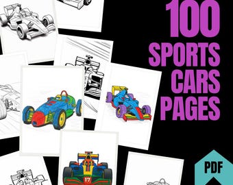 Sportwagen-Malbuch: 100 druckbare Seiten für Kinder und Erwachsene (PDF-Download)