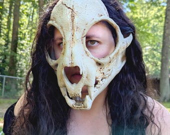 Bobcat Skull Mask - Articulated Jaw Design